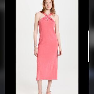 Sundry for Evereve Coral Pink Keyhole Midi Sun Dress size S